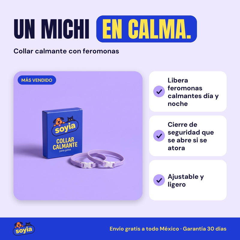 Collar calmante con feromonas Soyia con su caja