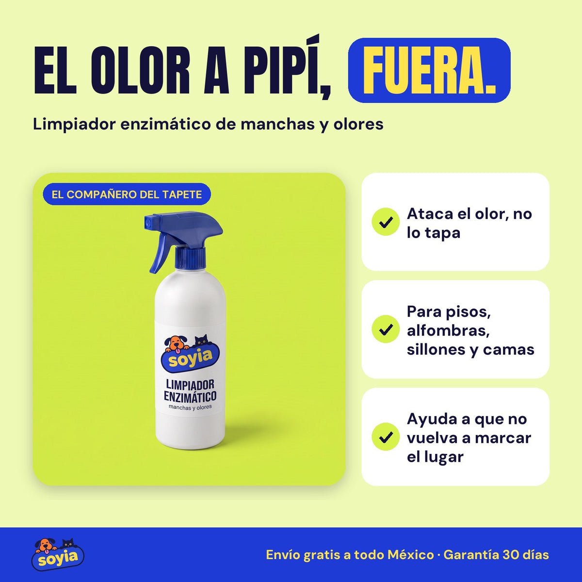 Limpiador enzimático de manchas y olores Soyia