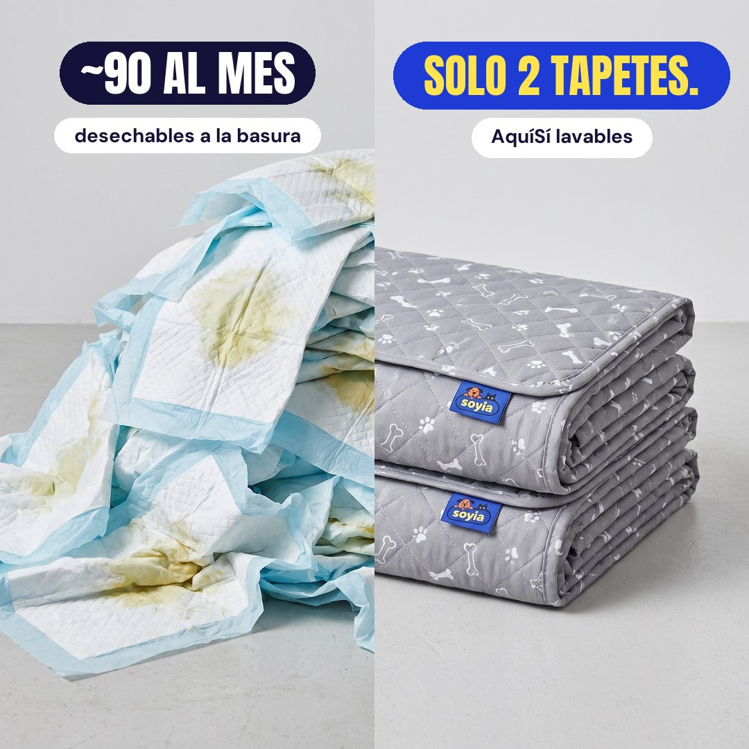 ~90 al mes: desechables a la basura. Solo 2 tapetes.